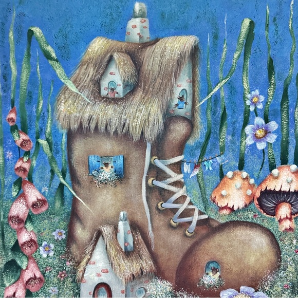 Adorable Old Woman Who Lived In a Shoe Nursery Rhyme Painting - Picture 8 of 13